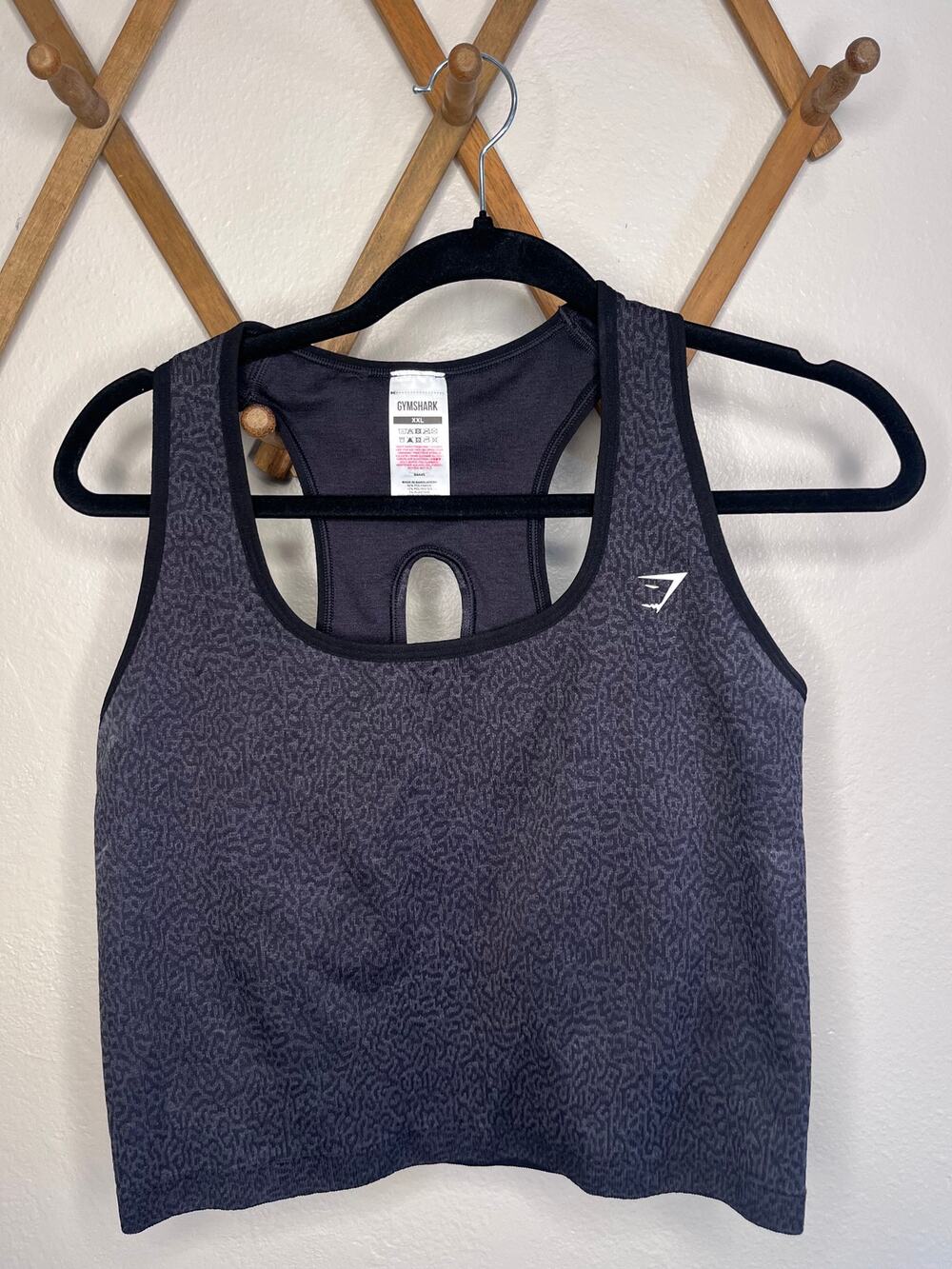 Gymshark Seamless Animal Print Crop Tank Top Charcoal Black Mens / Womens XXL